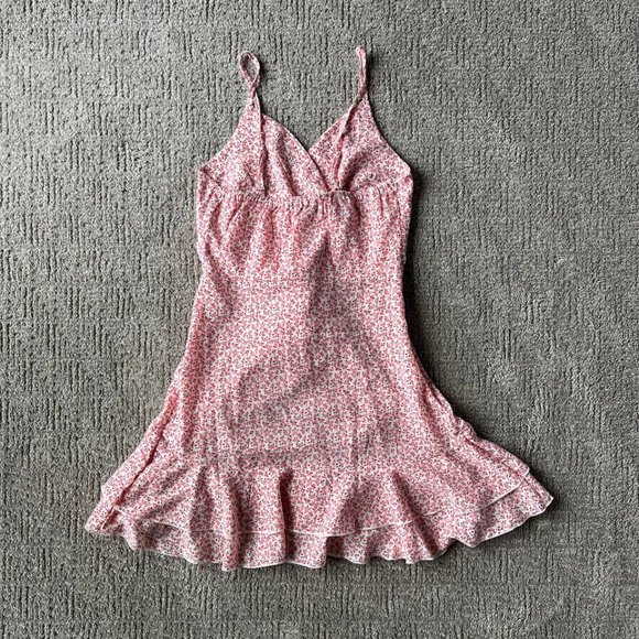 Shein Short Pink Floral Print Dress - Picture 4 of 5